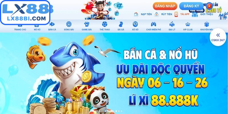 Truy cập trang đăng ký LX88 chính thức